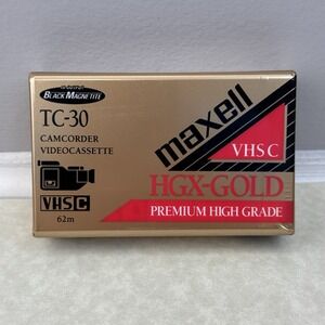 Maxell VHS-C TC-30‎ HGX-Gold Premium High Grade Video Tape - New Sealed